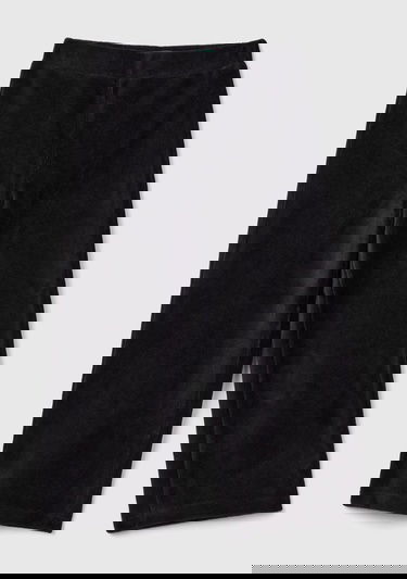  Kız Çocuk Siyah Arkası Logo İşlemeli Geniş Paça Pantolon