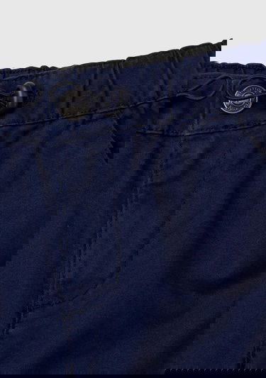  Erkek Çocuk Lacivert Cep Detaylı Logolu Beli ve Paçası Büzgülü Pantolon