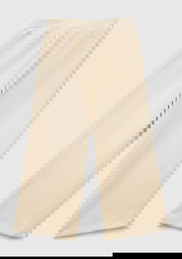  Kız Çocuk Ekru Arkası Logo İşlemeli Geniş Paça Pantolon