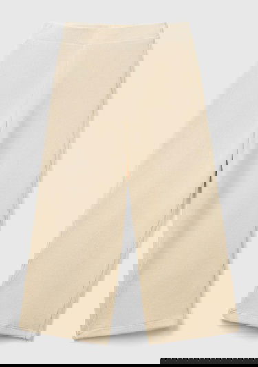  Kız Çocuk Ekru Arkası Logo İşlemeli Geniş Paça Pantolon