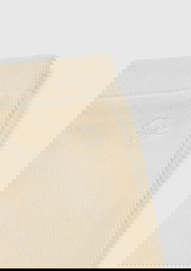  Kız Çocuk Ekru Arkası Logo İşlemeli Geniş Paça Pantolon