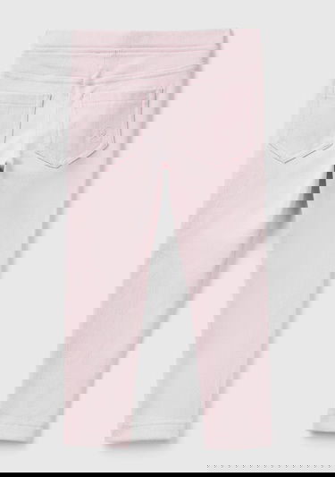  Kız Çocuk Açık Pembe Arka Cebi Logo İşlemeli Beli Lastikli Dar Kesim Pantolon