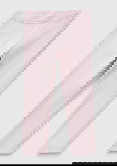  Kız Çocuk Açık Pembe Arka Cebi Logo İşlemeli Beli Lastikli Dar Kesim Pantolon