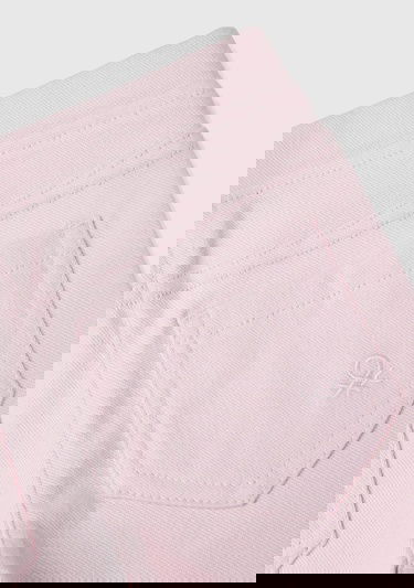  Kız Çocuk Açık Pembe Arka Cebi Logo İşlemeli Beli Lastikli Dar Kesim Pantolon
