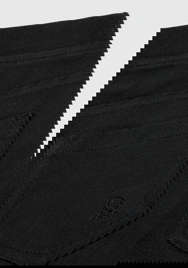  Kız Çocuk Siyah Arka Cebi Logo İşlemeli Beli Lastikli Dar Kesim Pantolon