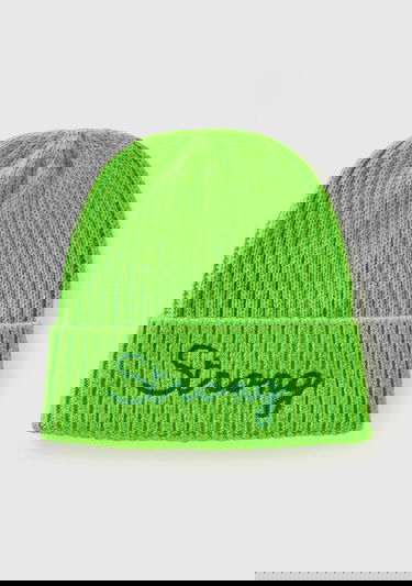  Erkek Çocuk Neon Yeşil Yün Karışımlı Slogan Yazılı Bere
