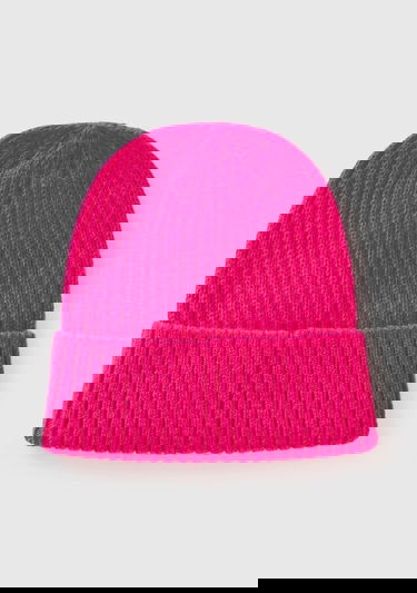  Erkek Çocuk Neon Pembe Yün Karışımlı Slogan Yazılı Bere