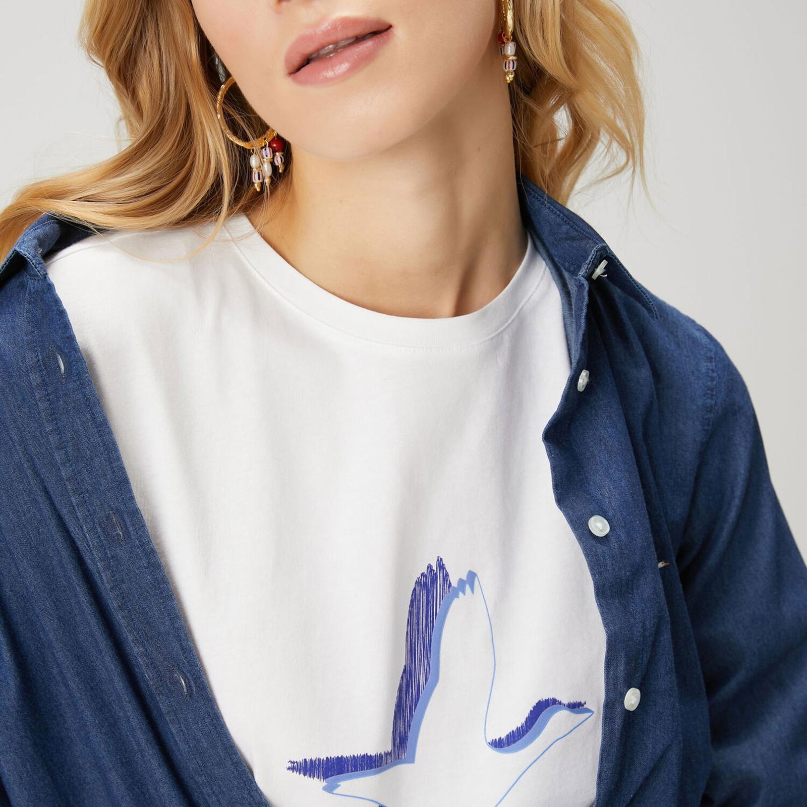 Beymen Club Kadin Kırık Beyaz Logo Baskılı T-shirt
