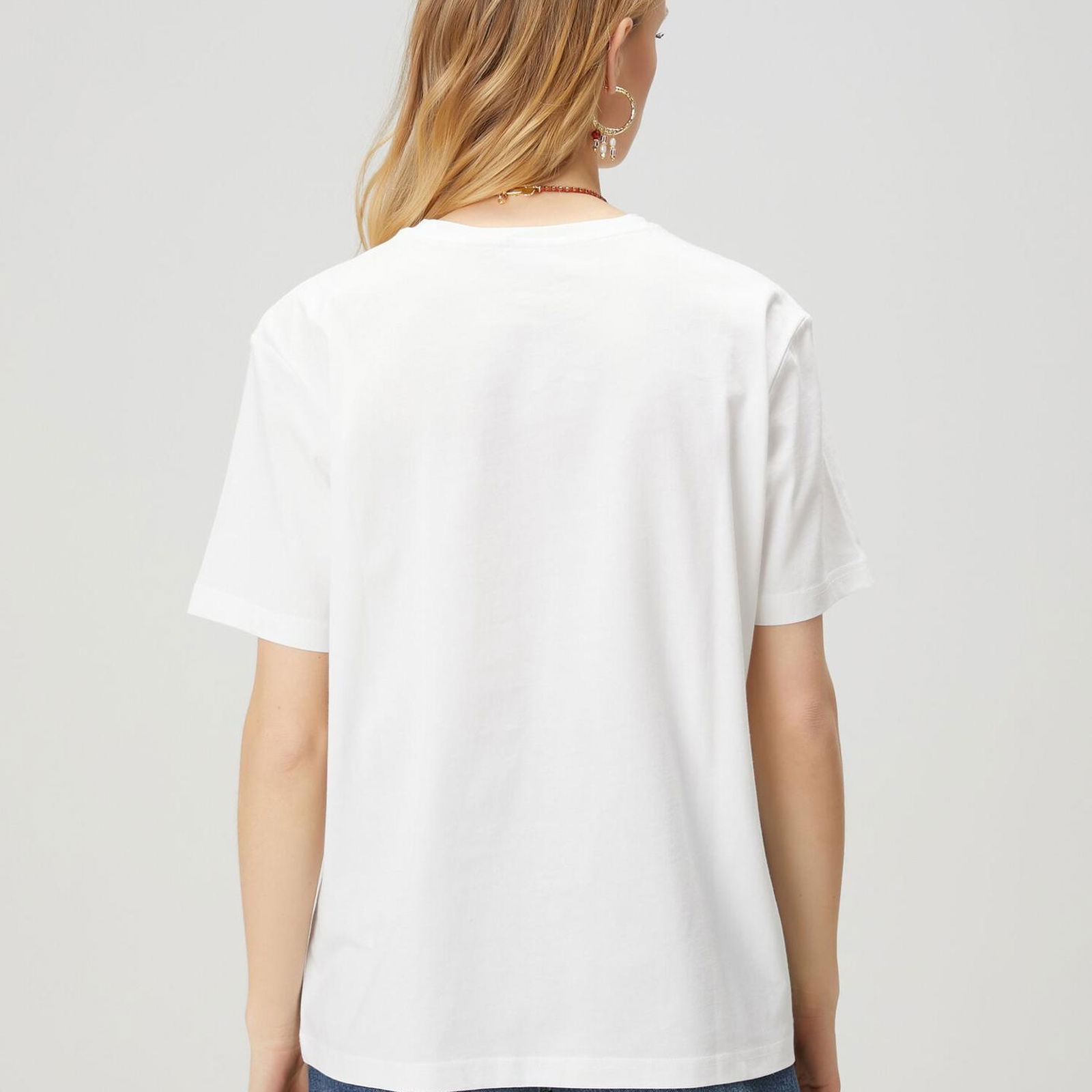 Beymen Club Kadin Kırık Beyaz Logo Baskılı T-shirt