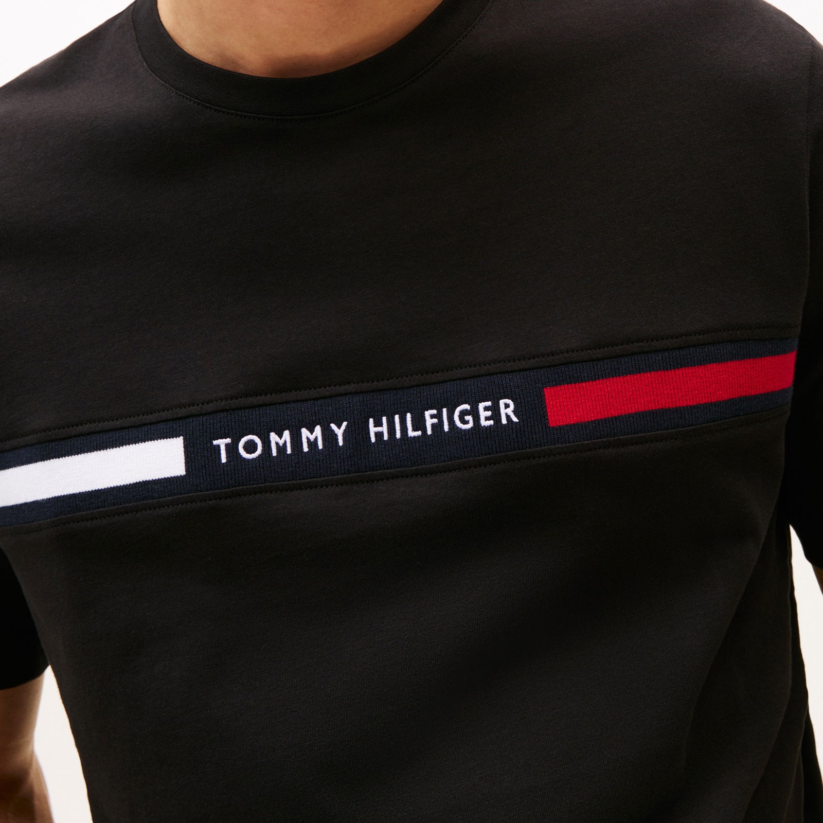 Tommy Hilfiger Chest Insert Erkek Siyah T-Shirt