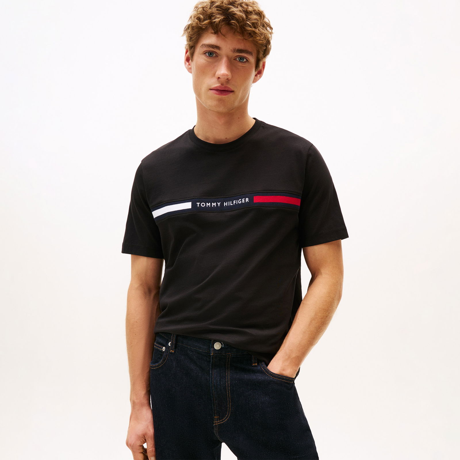 Tommy Hilfiger Chest Insert Erkek Siyah T-Shirt