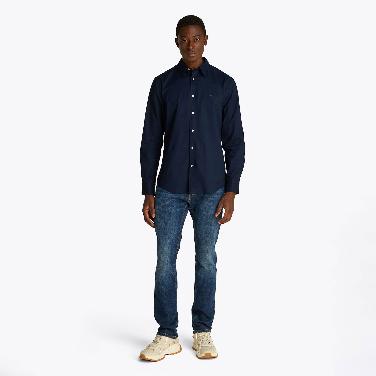 Tommy Hilfiger Flex Poplin Kent Collar Erkek Lacivert Gömlek