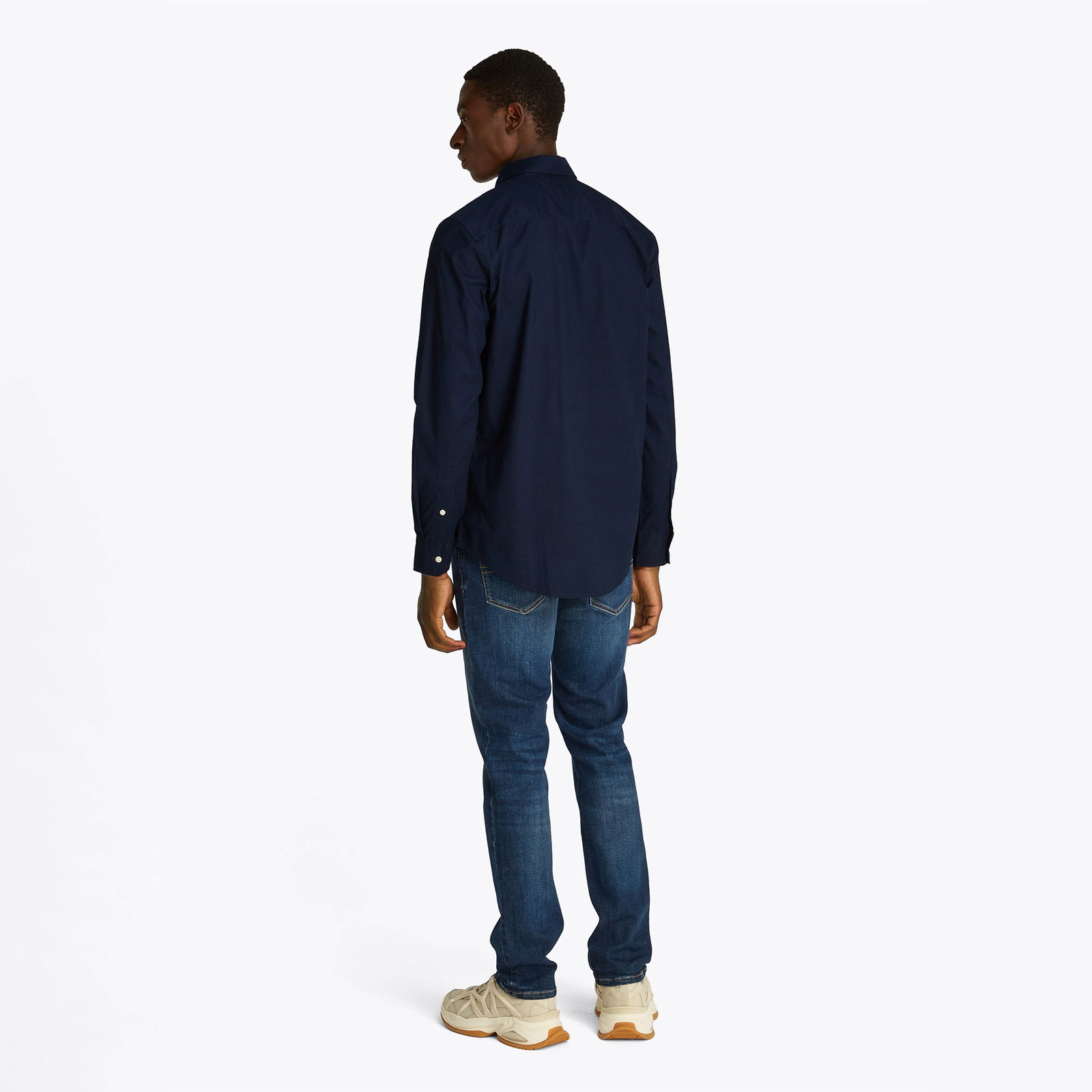Tommy Hilfiger Flex Poplin Kent Collar Erkek Lacivert Gömlek