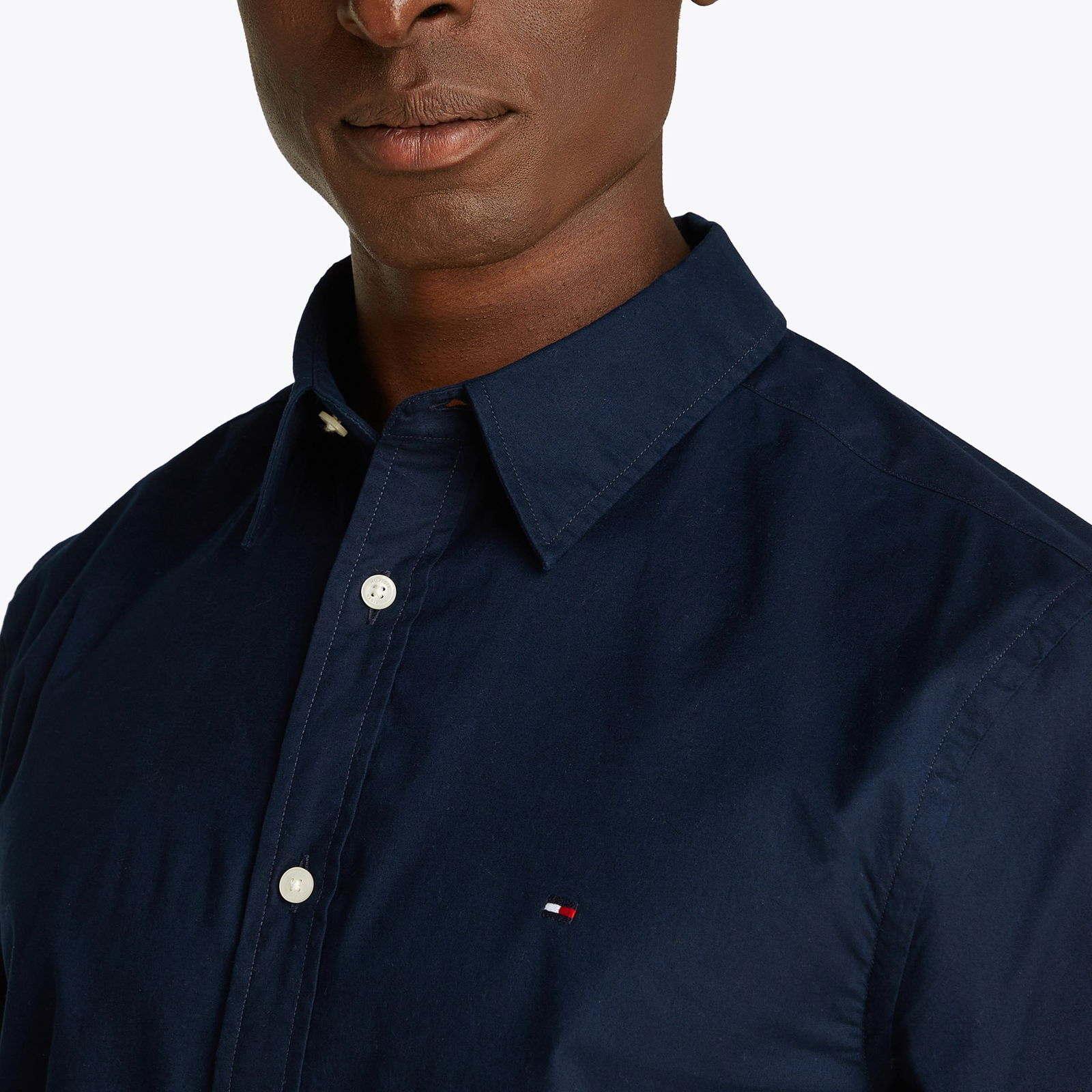 Tommy Hilfiger Flex Poplin Kent Collar Erkek Lacivert Gömlek