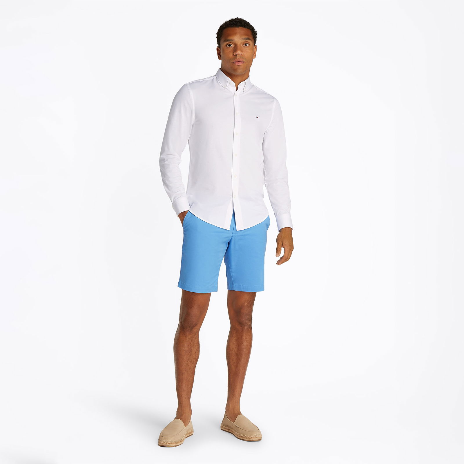 Tommy Hilfiger Performance Two Tone Sf Erkek Beyaz Gömlek