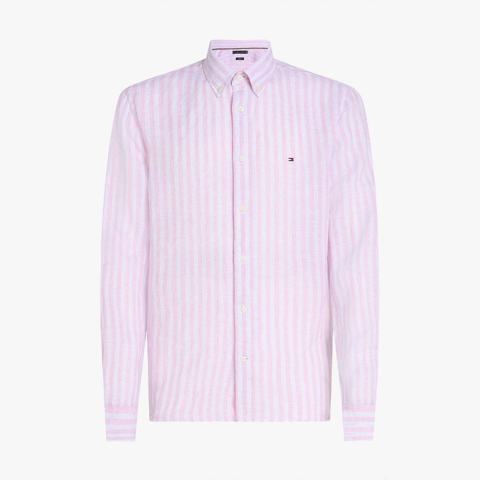 Tommy Hilfiger Linen Essential Stripe Rf Erkek Pembe Gömlek