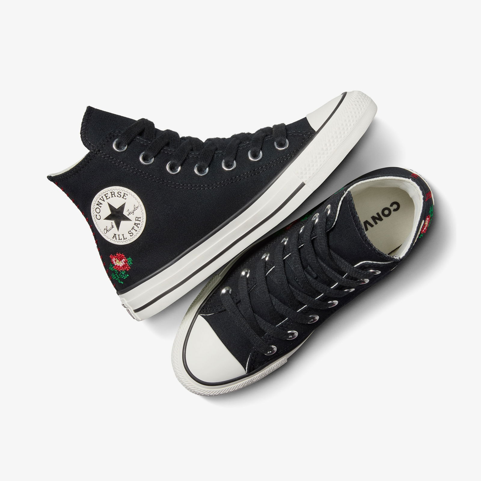 Converse Chuck Taylor All Star Rose Cross Stitch Kadın Siyah Sneaker