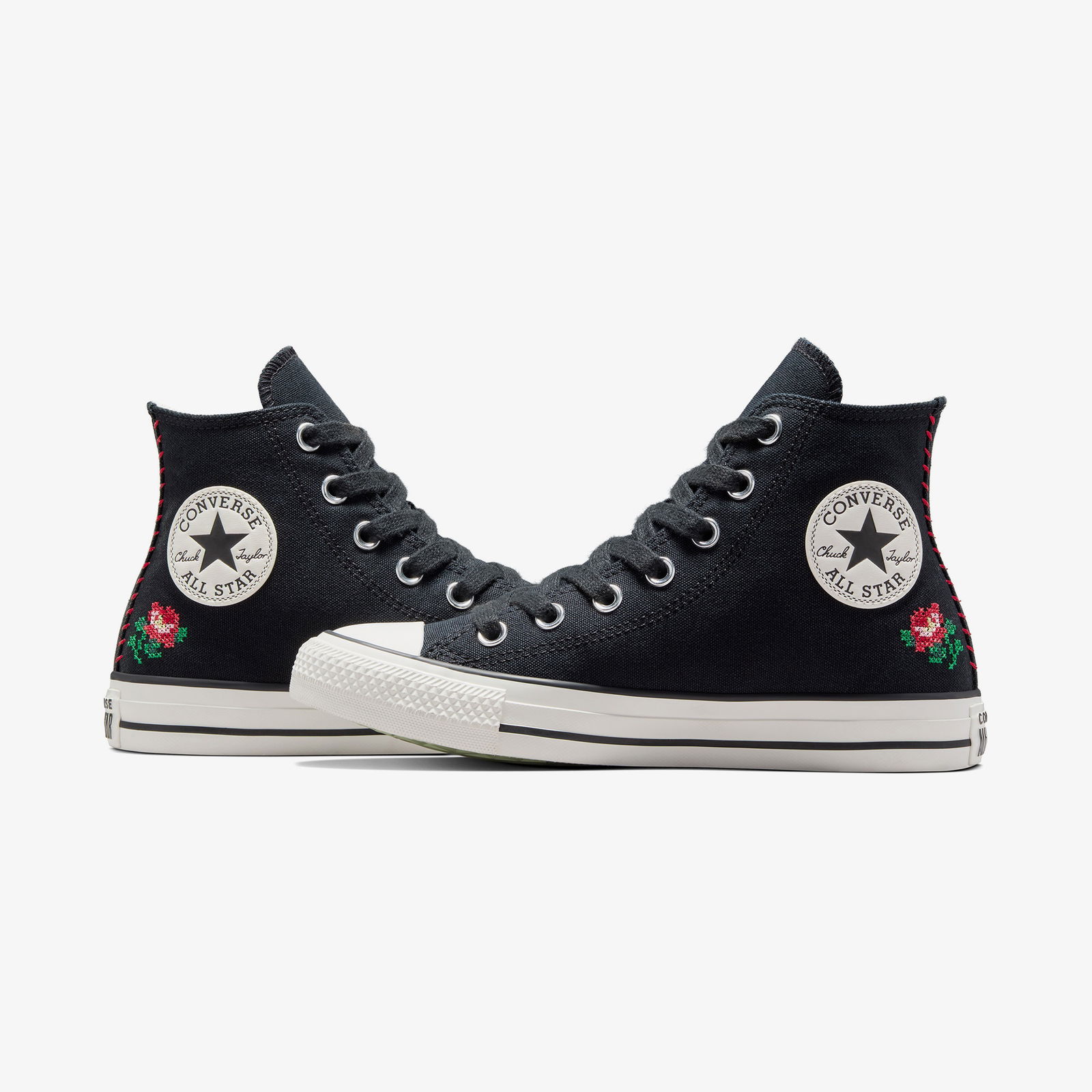 Converse Chuck Taylor All Star Rose Cross Stitch Kadın Siyah Sneaker
