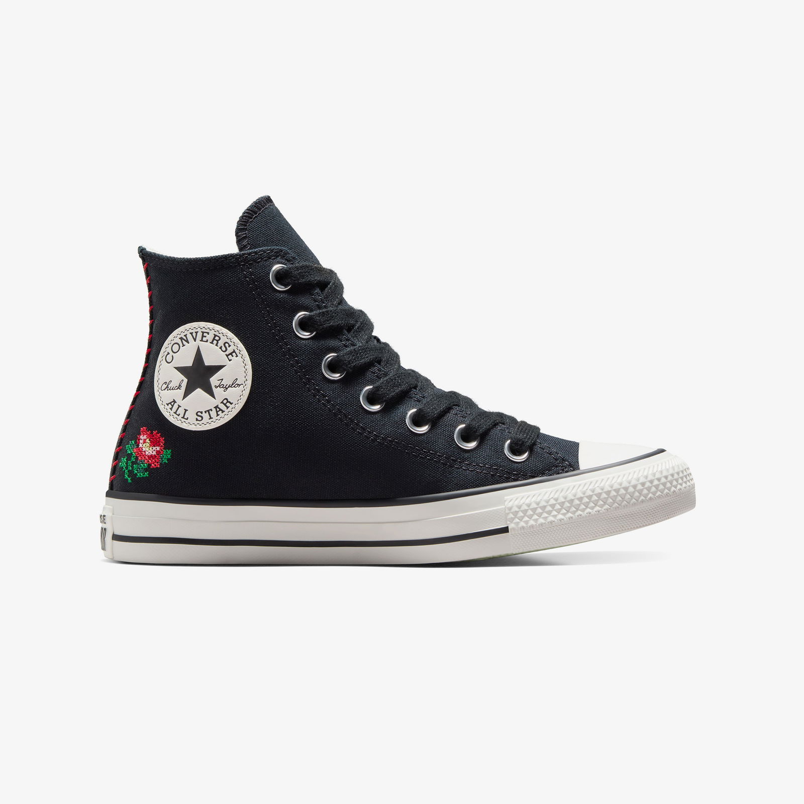 Converse Chuck Taylor All Star Rose Cross Stitch Kadın Siyah Sneaker