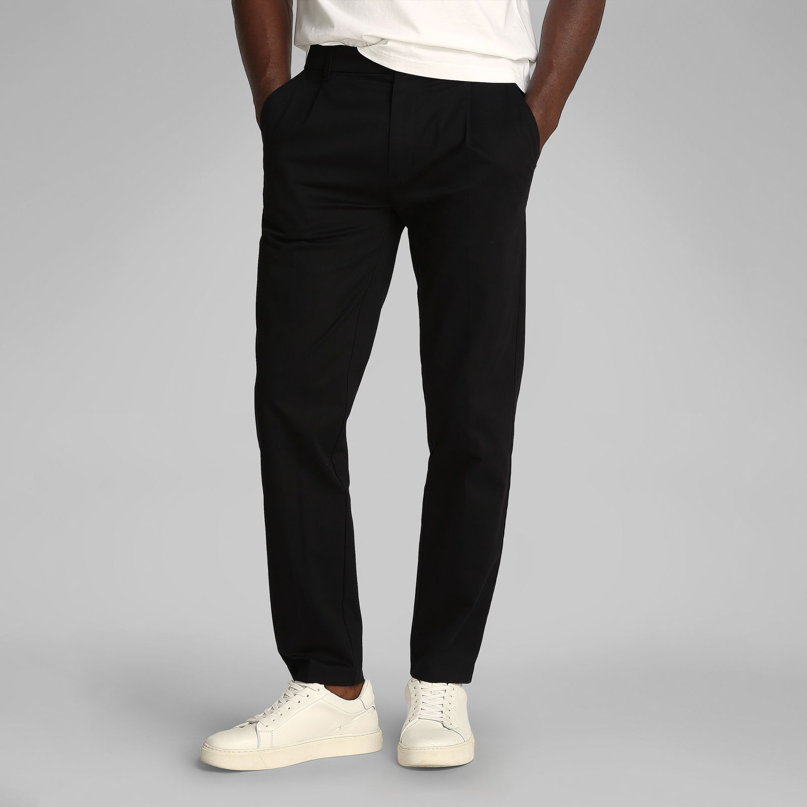 Calvin Klein San Stretch Tapered Pleat Erkek Siyah Pantolon