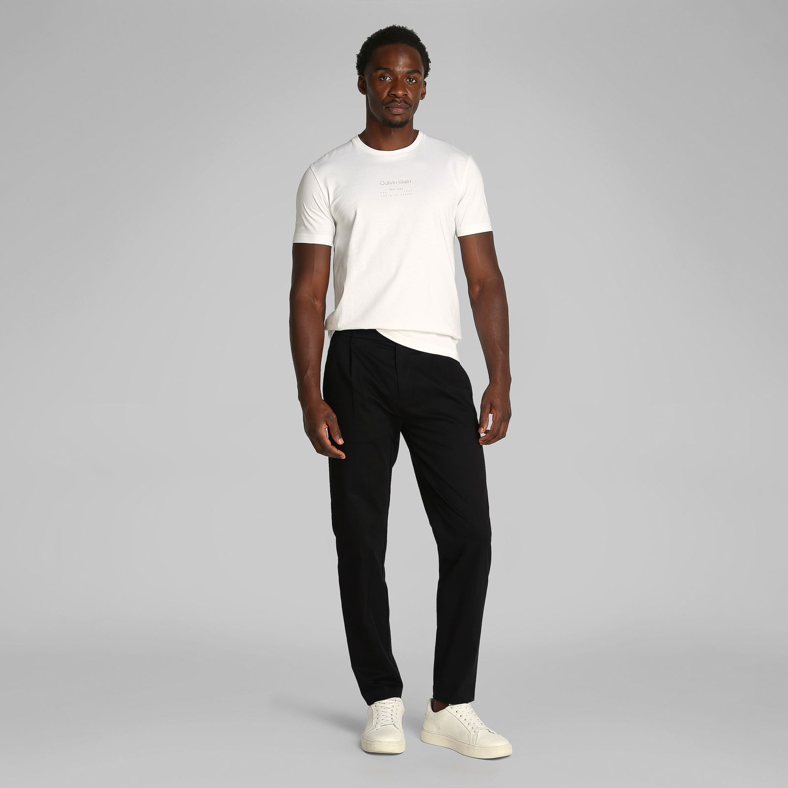 Calvin Klein San Stretch Tapered Pleat Erkek Siyah Pantolon