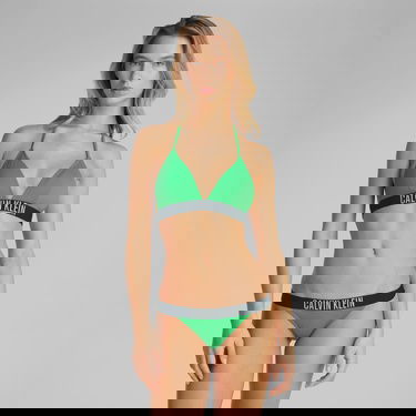  Calvin Klein Triangle-Rp Kadın Yeşil Bikini