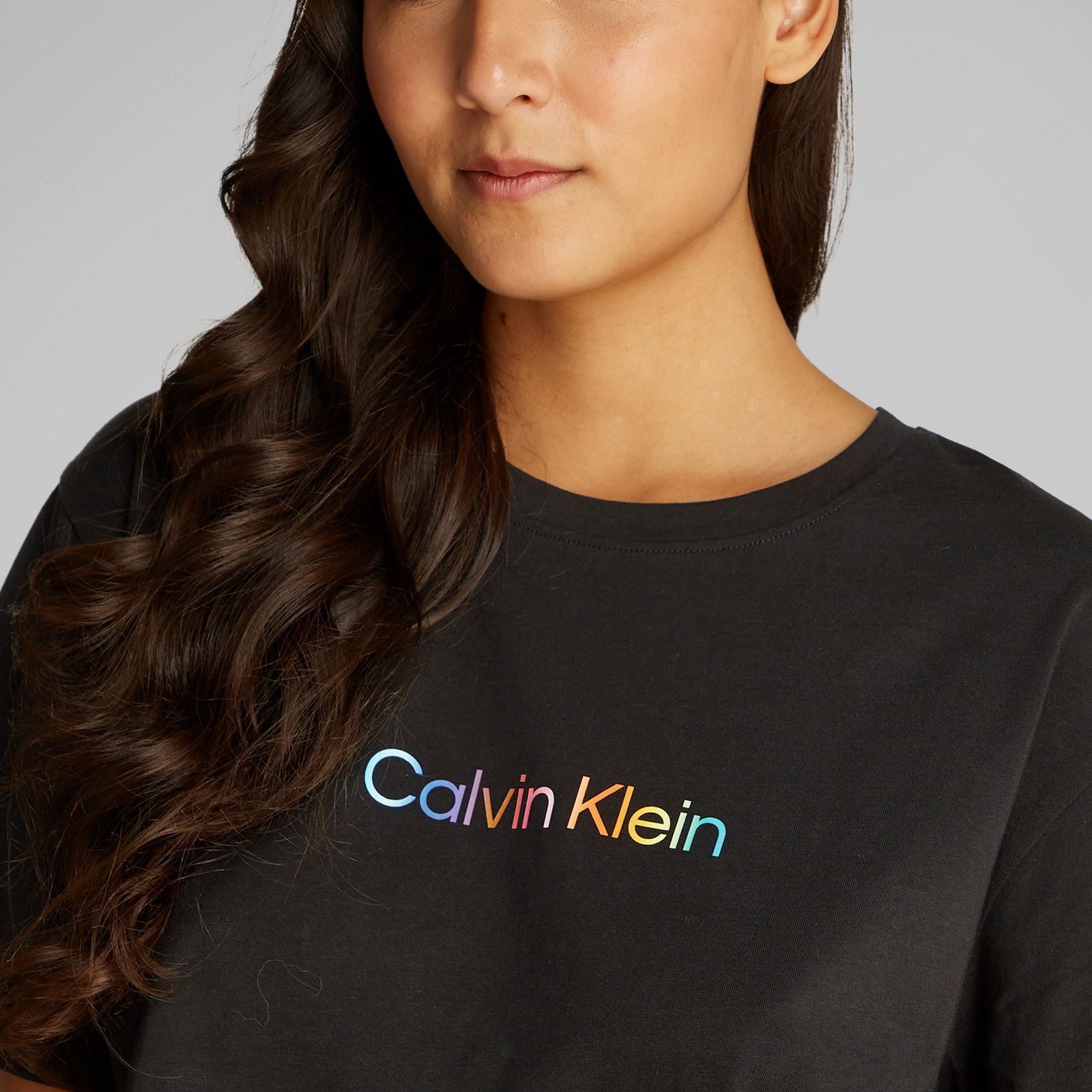 Calvin Klein Cotton Boxy Crop Pride Kadın Siyah T-Shirt