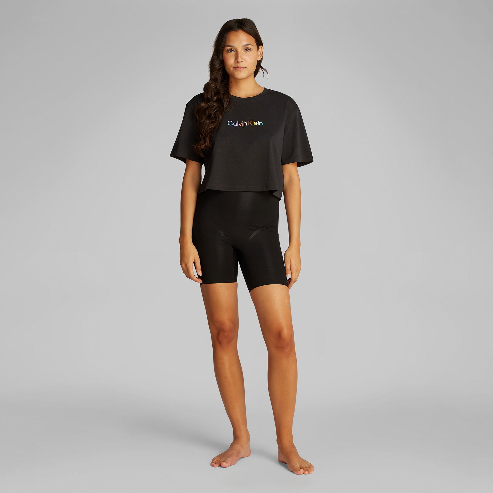 Calvin Klein Cotton Boxy Crop Pride Kadın Siyah T-Shirt