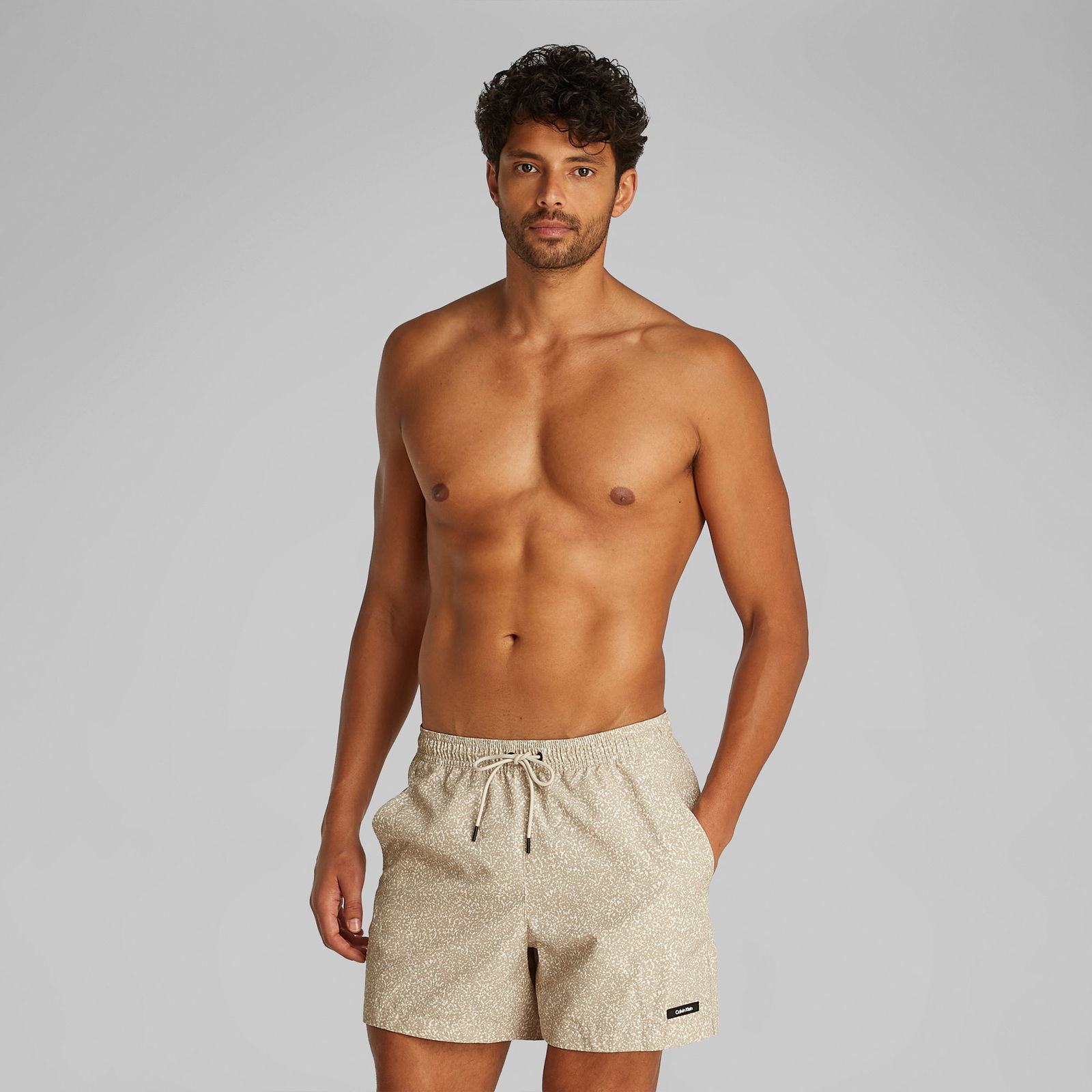 Calvin Klein Medium Drawstring-Print Erkek Bej Mayo