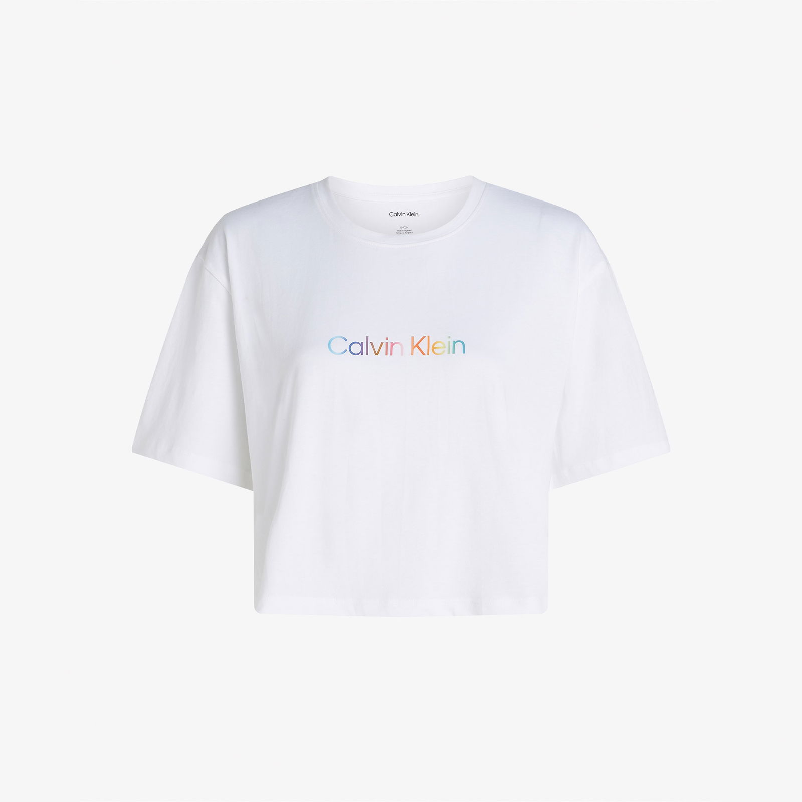 Calvin Klein Cotton Boxy Crop Pride Kadın Beyaz T-Shirt