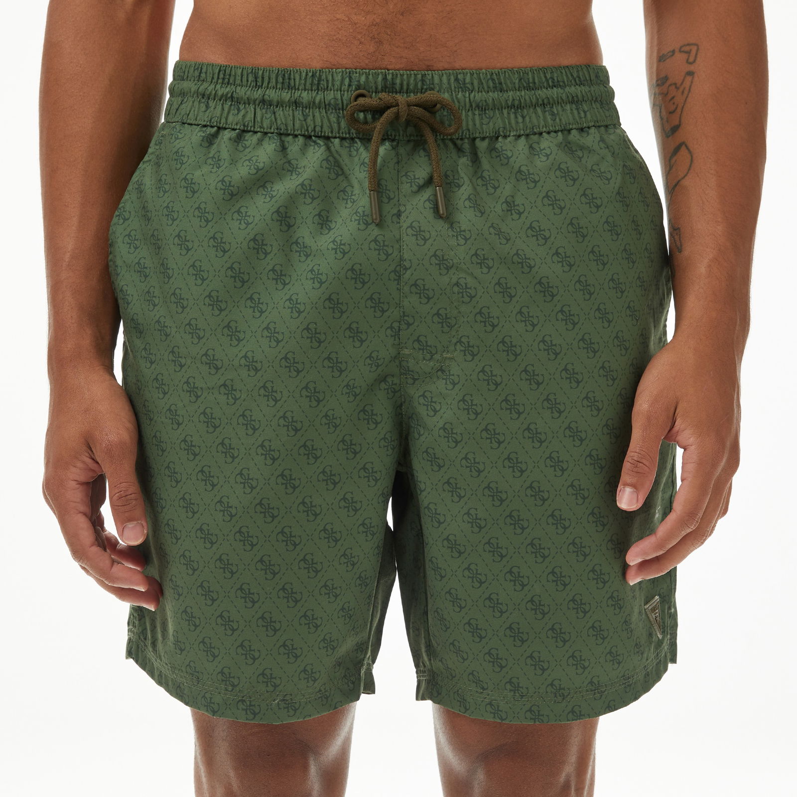 Guess Swimtrunk Medium Emb Peach Twill 115 Erkek Yeşil Deniz Şortu