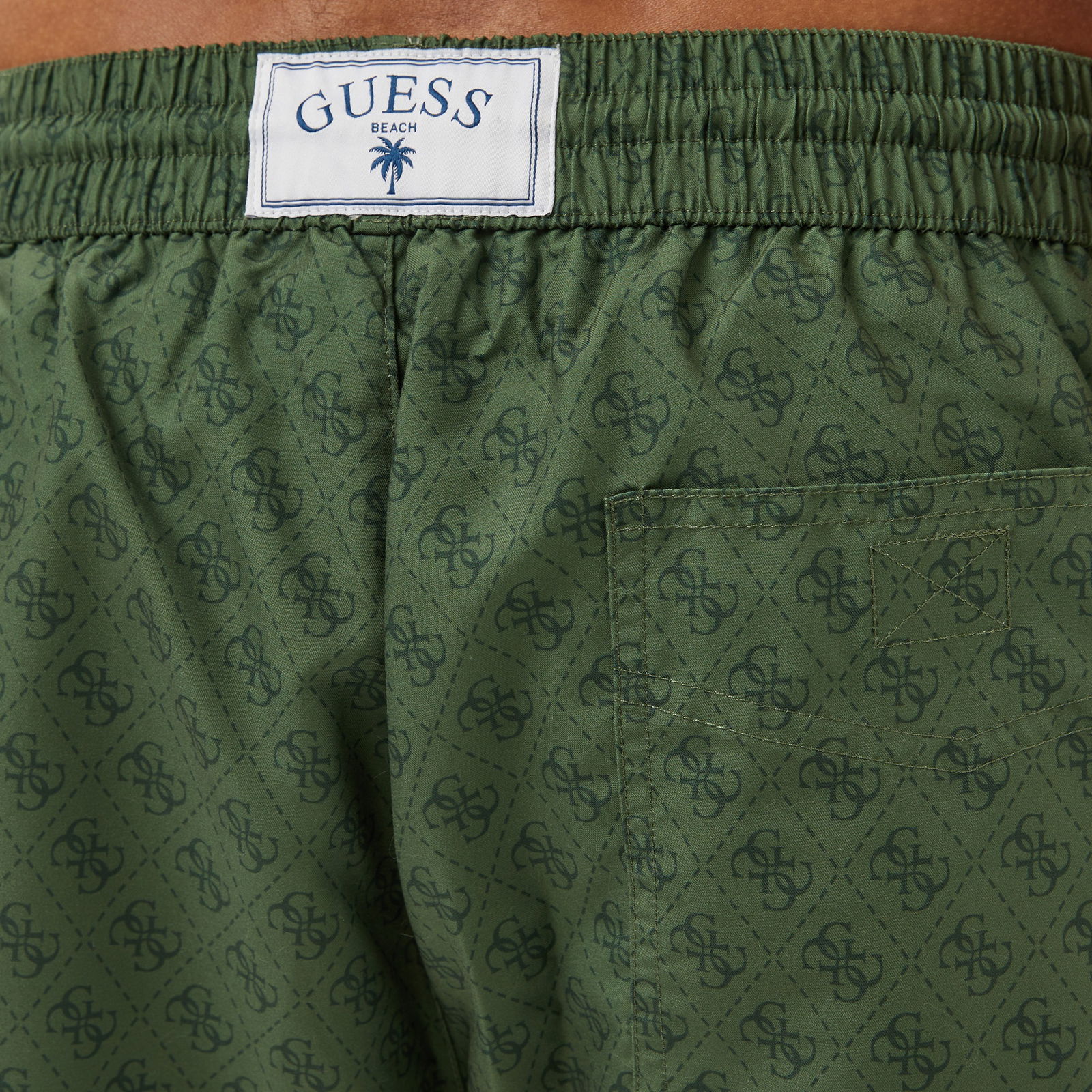 Guess Swimtrunk Medium Emb Peach Twill 115 Erkek Yeşil Deniz Şortu