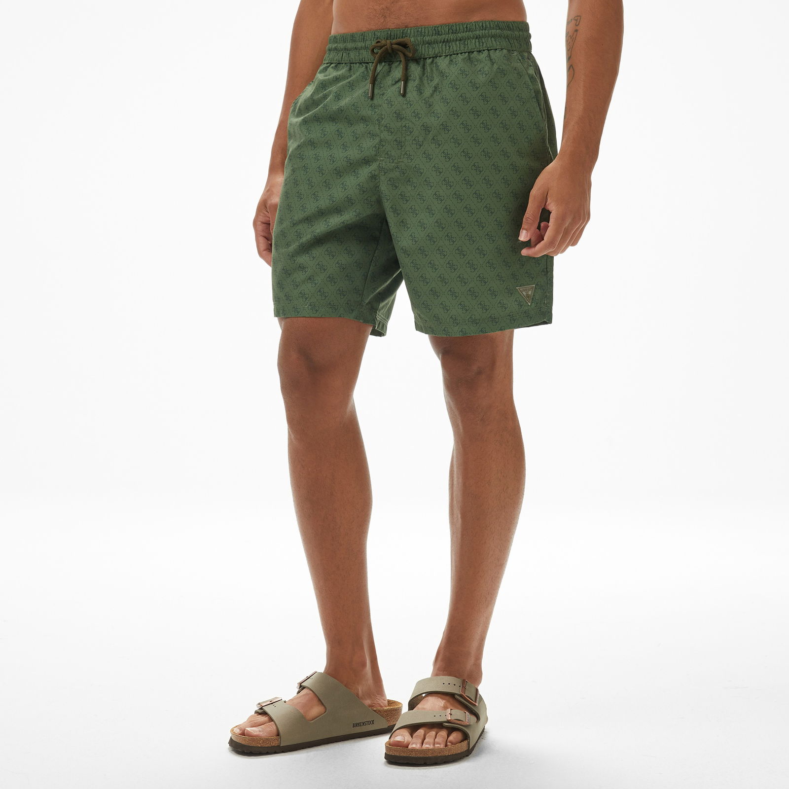Guess Swimtrunk Medium Emb Peach Twill 115 Erkek Yeşil Deniz Şortu