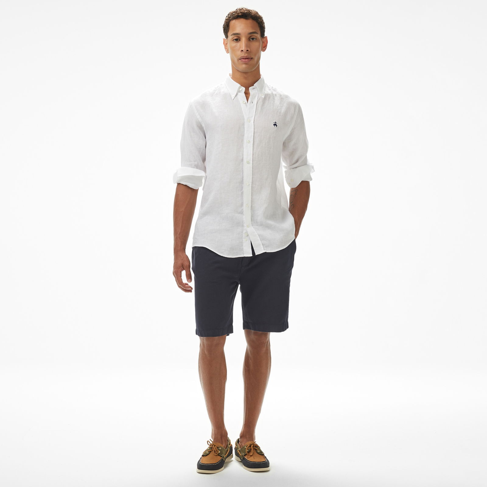 Brooks Brothers Pamuk Karışımlı Keten Erkek Lacivert Şort