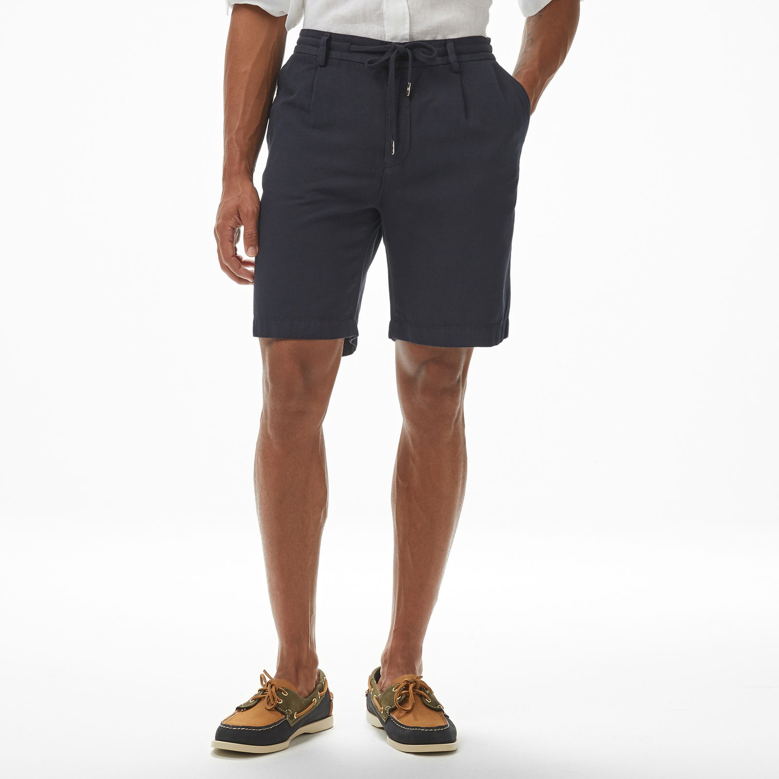 Brooks Brothers Pamuk Karışımlı Keten Erkek Lacivert Şort