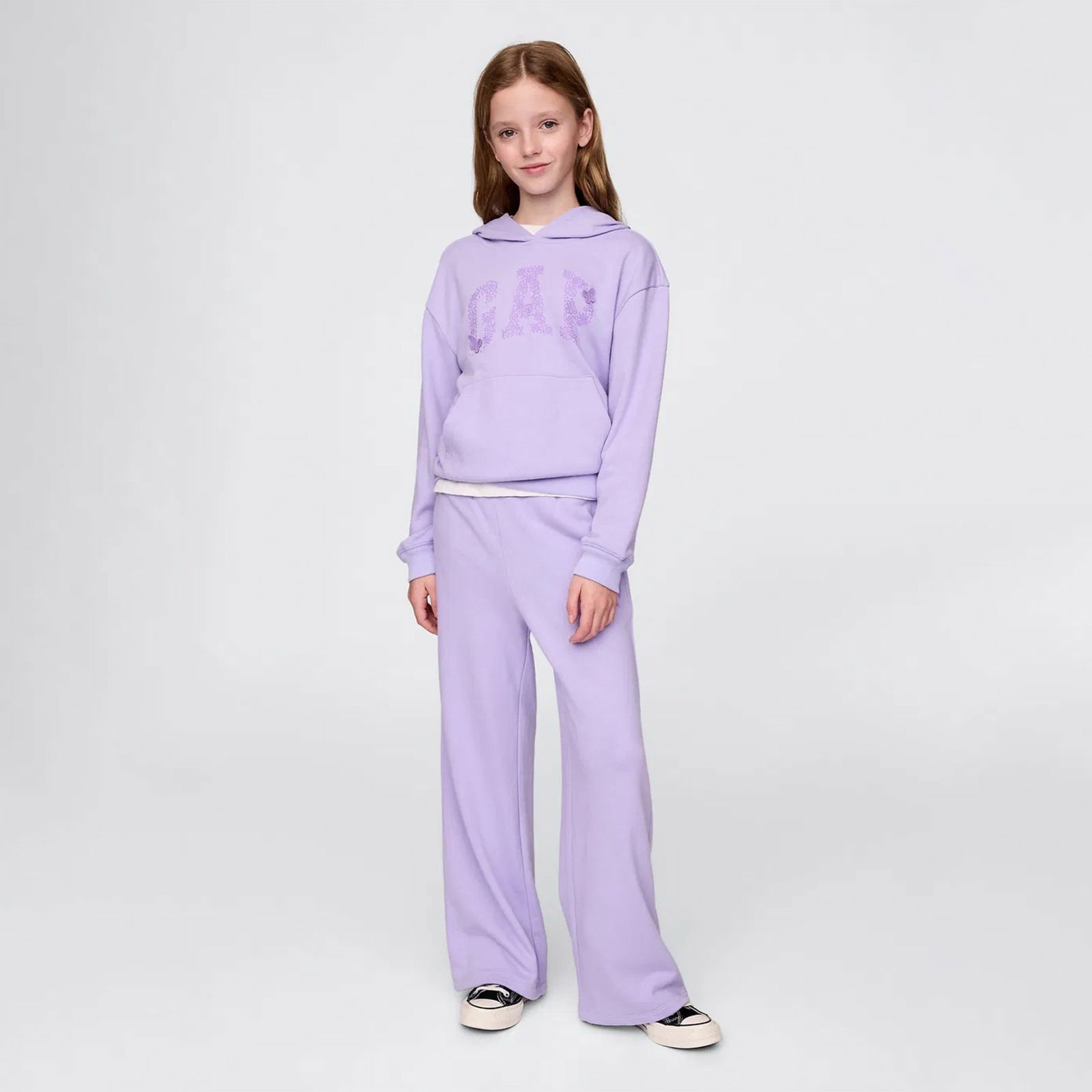 Gap Relaxed Fit Wide Leg Çocuk Mor Eşofman Altı