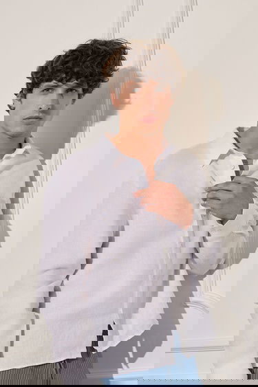  %100 Keten Oversize Gömlek