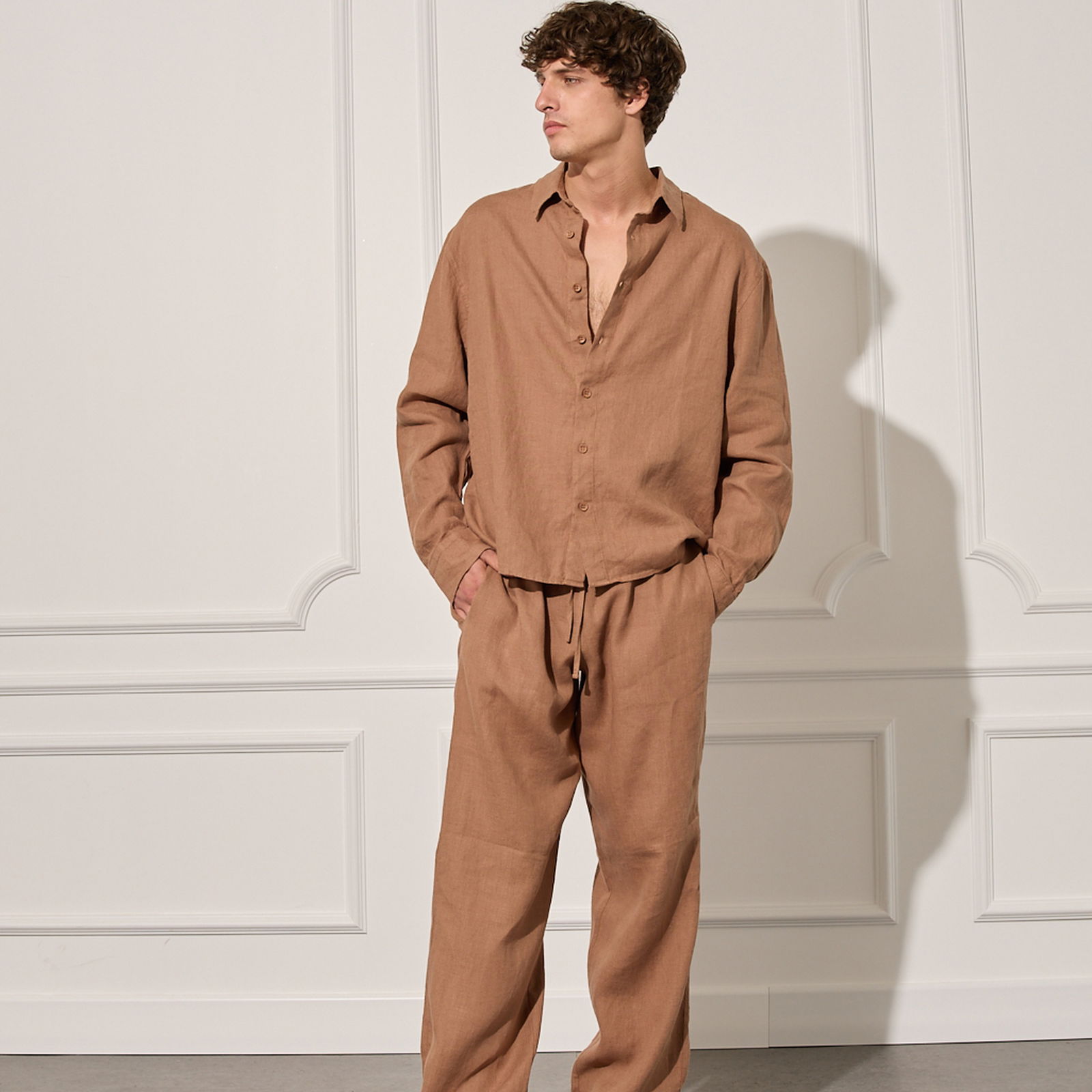 %100 Keten Oversize Gömlek