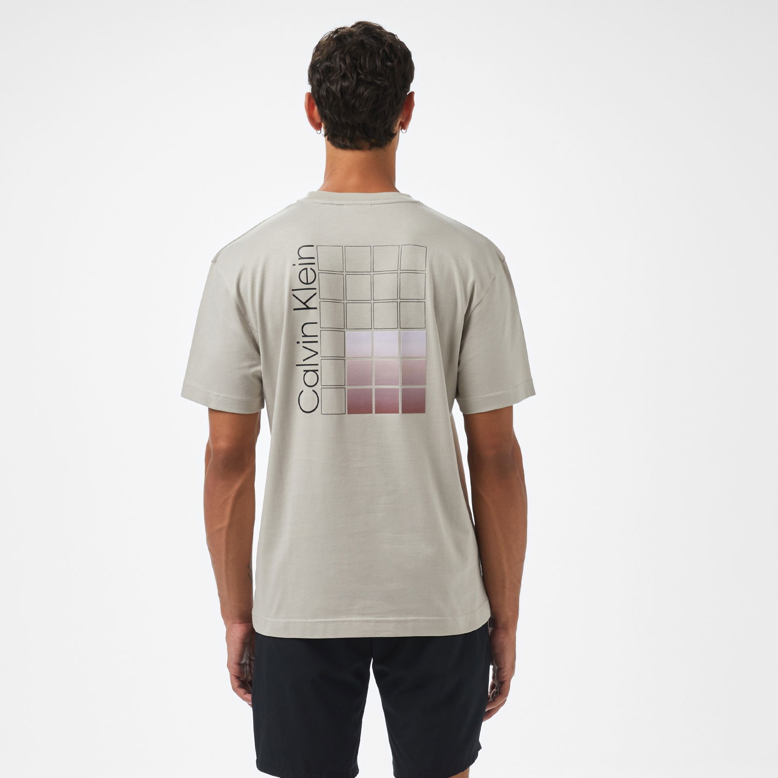 Calvin Klein Ombre Bonded Box Logo Erkek Gri T-Shirt