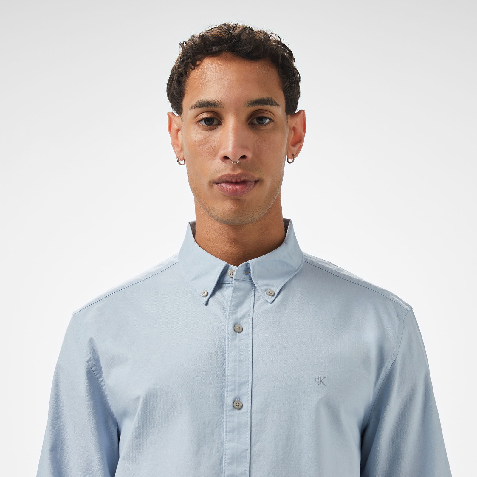 Calvin Klein Ls Solid Oxford Classic Erkek Gri Gömlek