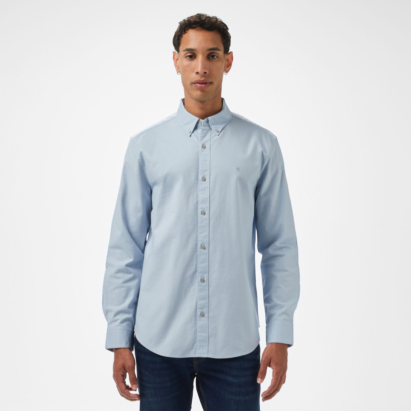 Calvin Klein Ls Solid Oxford Classic Erkek Gri Gömlek