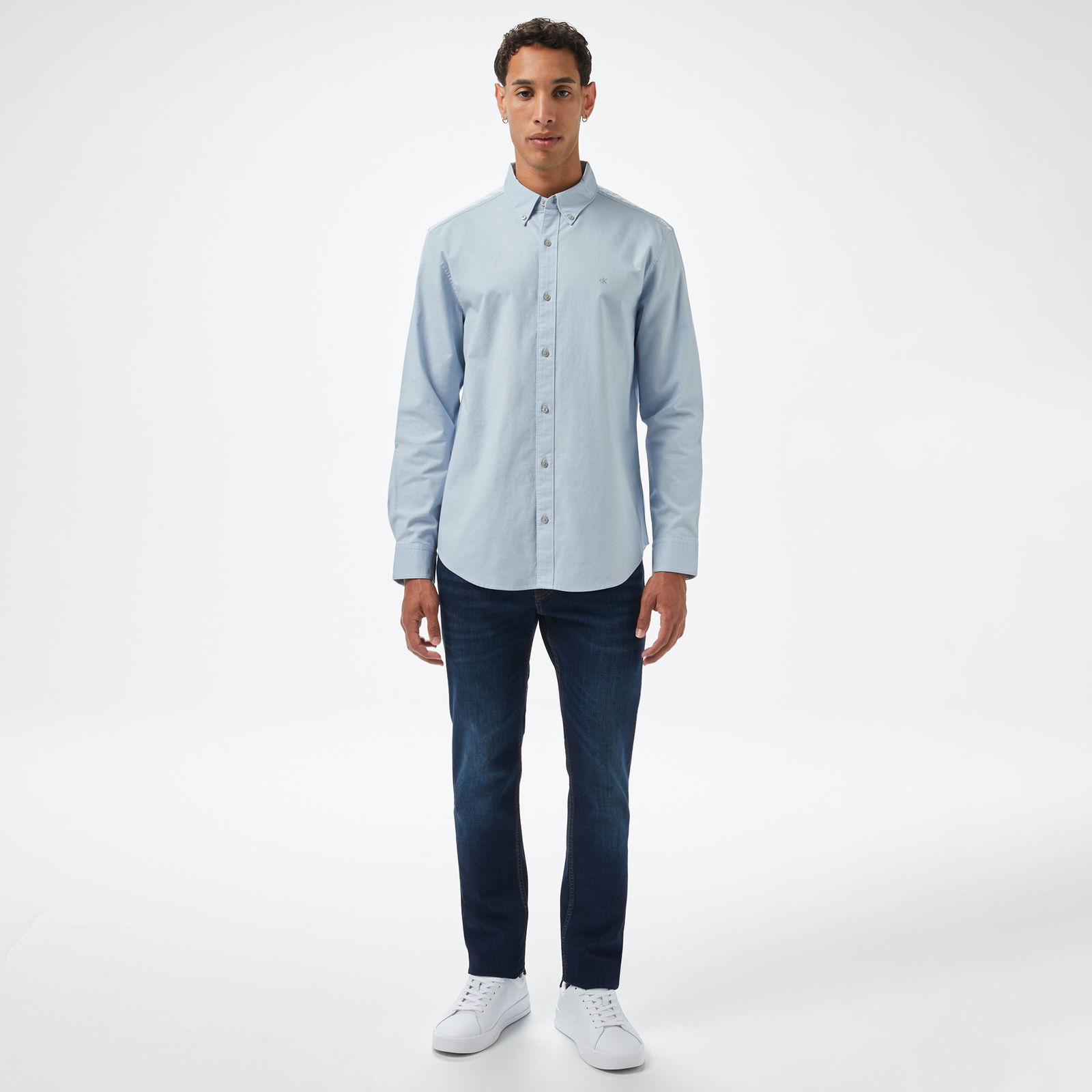 Calvin Klein Ls Solid Oxford Classic Erkek Gri Gömlek