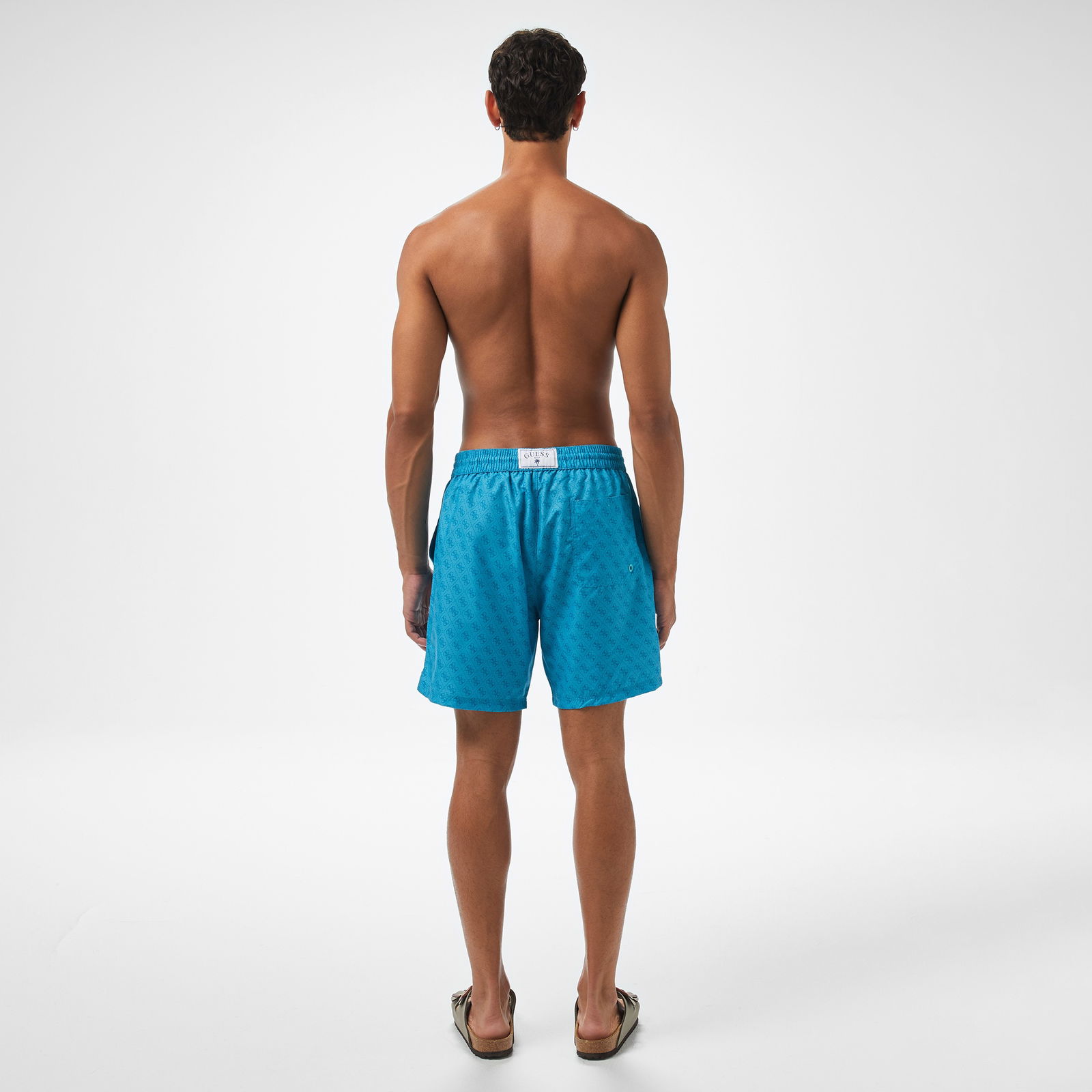 Guess Swimtrunk Medium Emb Peach Twill 115 Erkek Mavi Deniz Şortu