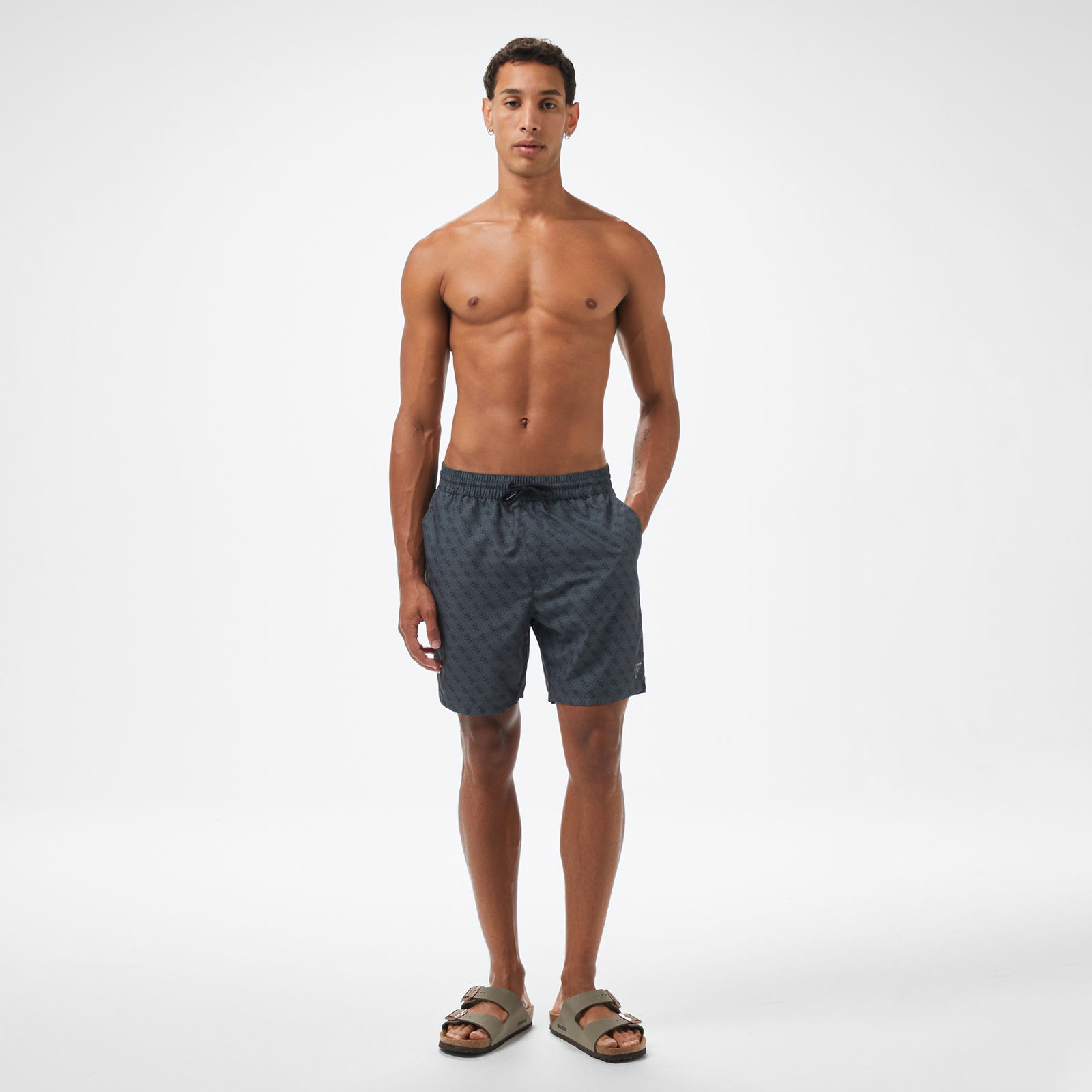 Guess Swimtrunk Medium Emb Peach Twill 115 Erkek Siyah Deniz Şortu