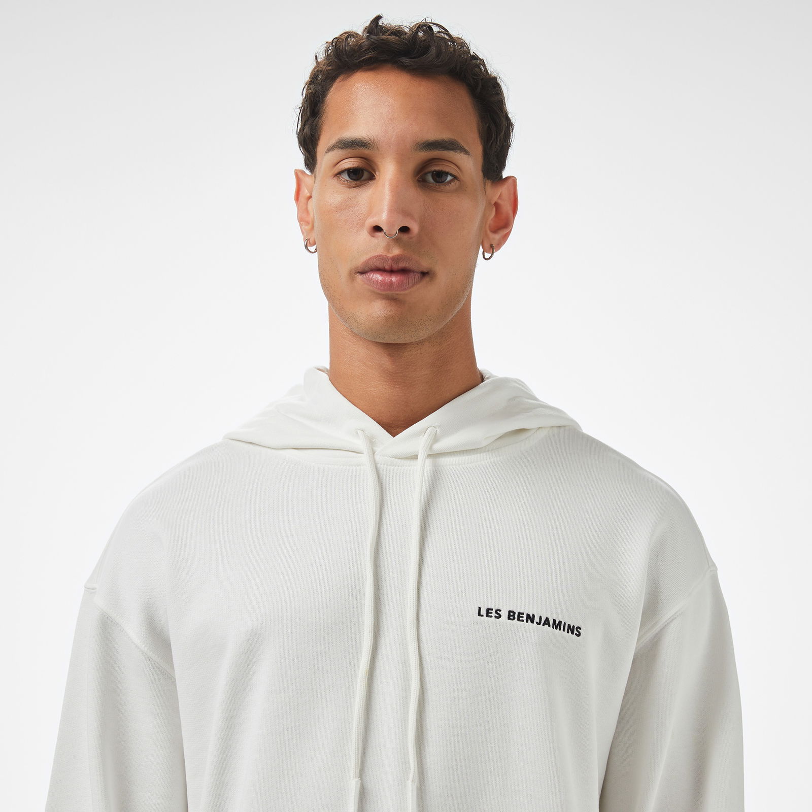 Les Benjamins 306 Erkek Beyaz Hoodie