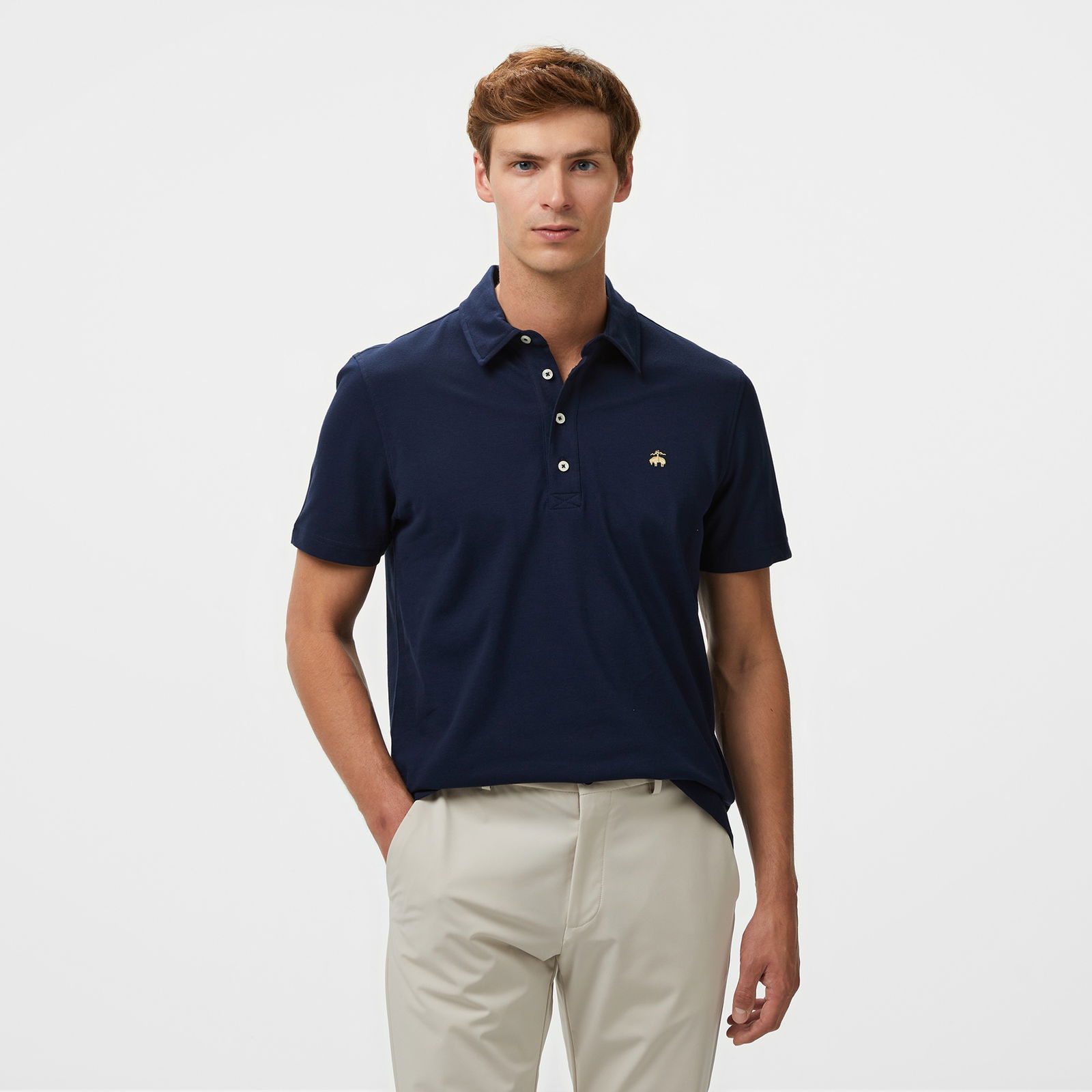Brooks Brothers Polo Yaka 4 Düğmeli Erkek Lacivert T-Shirt