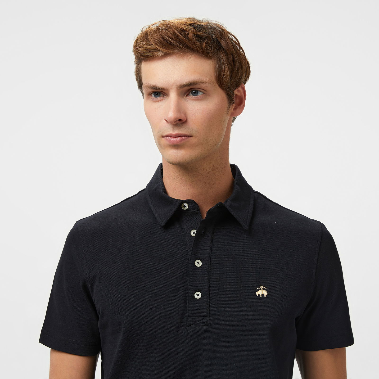 Brooks Brothers Polo Yaka 4 Düğmeli Erkek Siyah T-Shirt