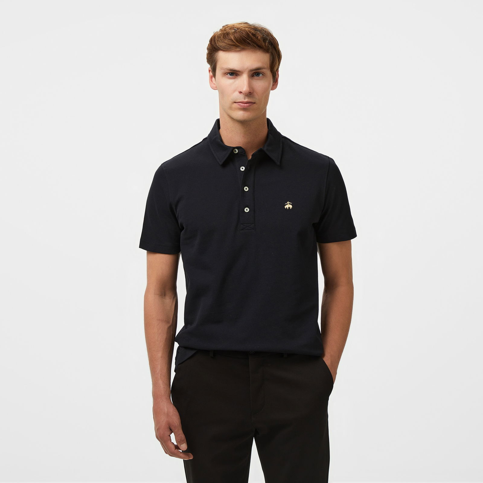 Brooks Brothers Polo Yaka 4 Düğmeli Erkek Siyah T-Shirt