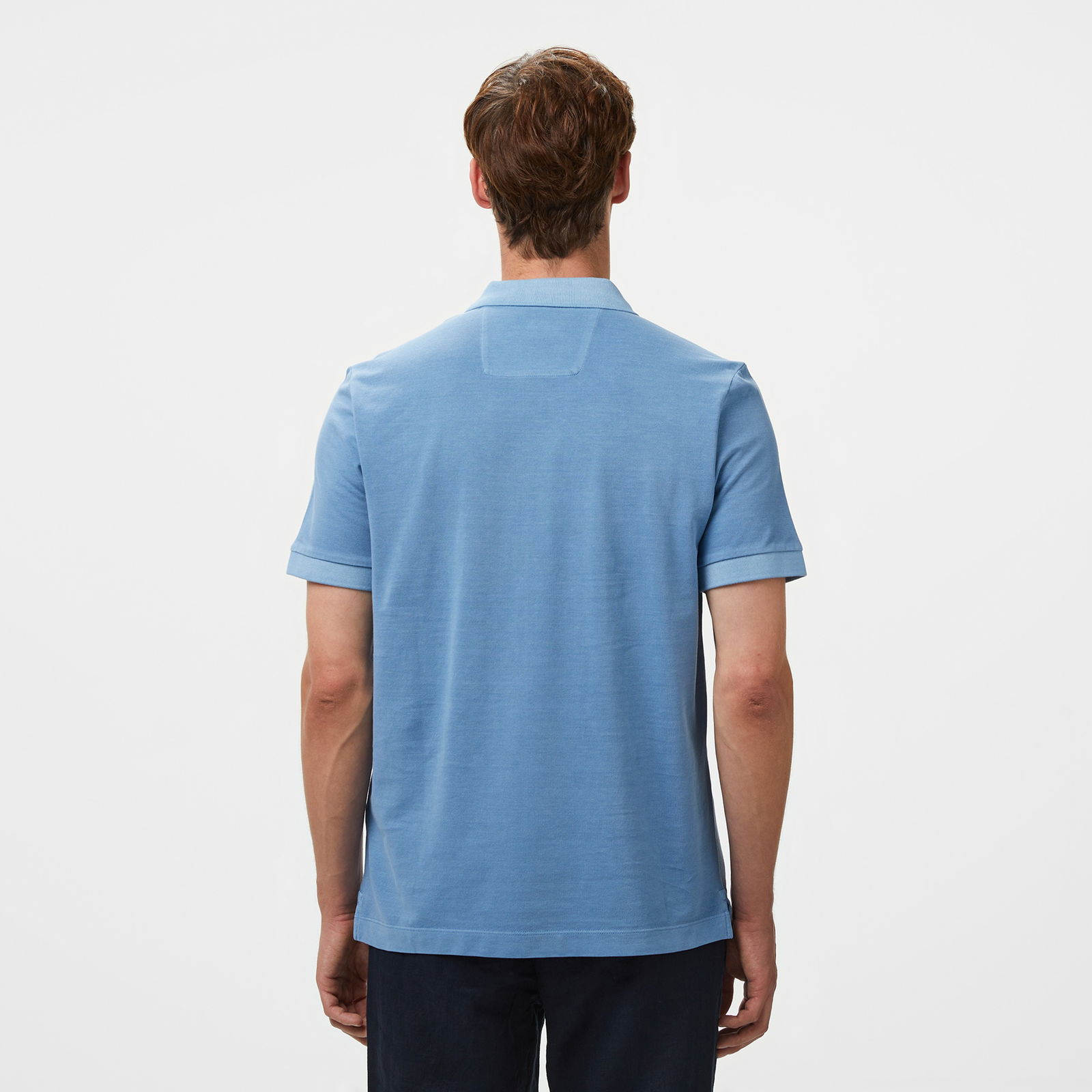 Brooks Brothers Polo Yaka Parça Boya 2 Düğmeli Erkek Mavi T-Shirt