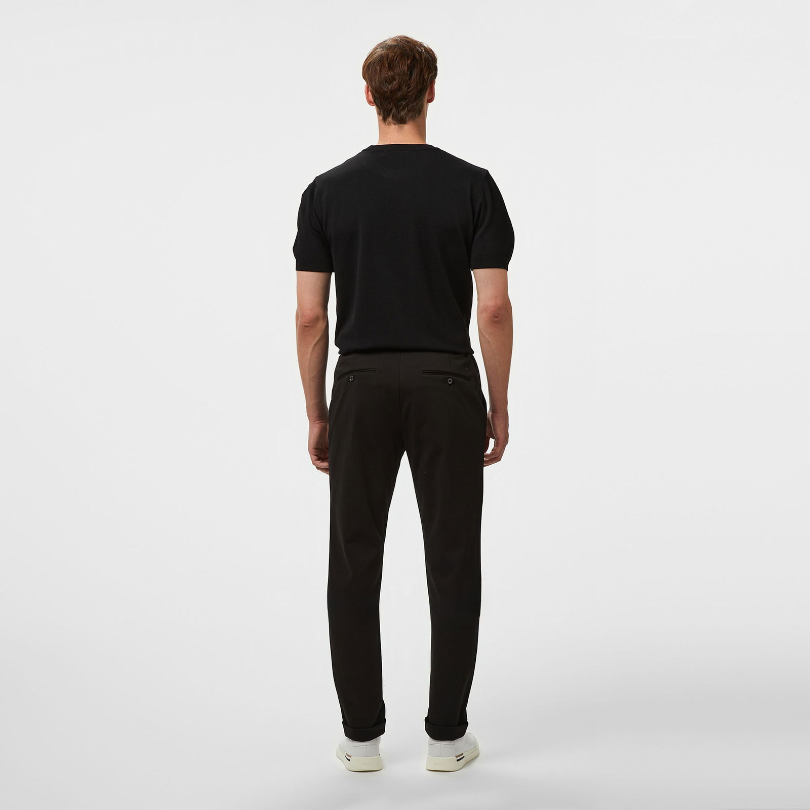 Brooks Brothers Yan Beli Lastikli Duble Paça Erkek Siyah Pantolon